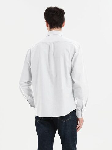 قمصان رجالي بأكمام طويلة وأزرار سفلية، قميص أكسفورد غير مطوي مع جيب in Kuwait