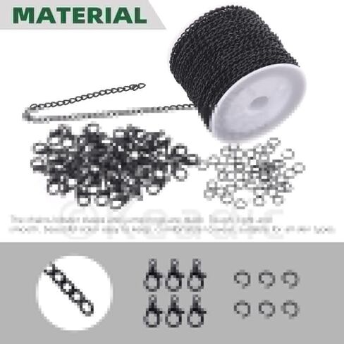 Keadic 102Pcs 30 Feet Jewelry Making Chains Kit W 3mm Metal Necklace Twisted Links Chain, Lobster Clasps, Open Jump Rings and Jewelry Pliers for Bracelet Earring Anklet DIY (Black) in Saudi Arabia