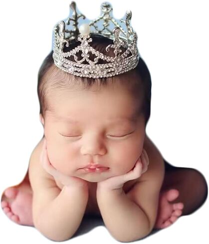 Zeroest Newborn Photography Prop Rhinestone Tiara Crown | Newborn Baby Photoshoot Props, Princess Tiara for Infant Photo Shoots, Birthday Party in Saudi Arabia