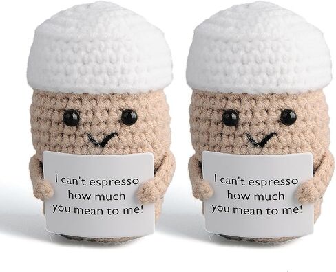 Cute Crochet Mini Coffee Cup Dolls Funny Yarn Knitted Gifts with Emotional Support Card for Home Decor,Birthday Gift,Christmas,Kids,Friend Or Woman Gifts and Party (1PCS) in Saudi Arabia