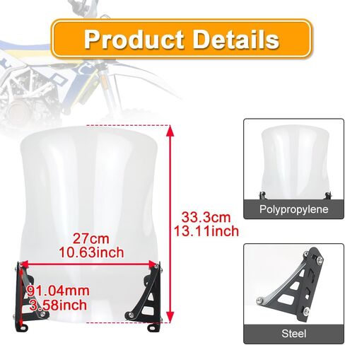 Motorcycle Windscreen Windshield Adjustable Risers Brackets Fit for Husqvarna 701 Enduro/Supermoto 2016-2024, FE250/FE350/FE450/FE501/TE150/TE250/TE250i/TE300/TE300i 2017-2019 (White) in Saudi Arabia