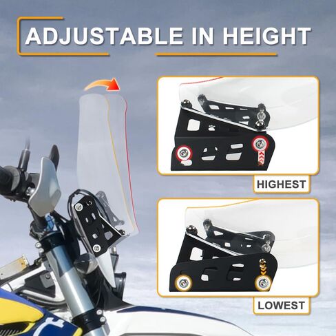 Motorcycle Windscreen Windshield Adjustable Risers Brackets Fit for Husqvarna 701 Enduro/Supermoto 2016-2024, FE250/FE350/FE450/FE501/TE150/TE250/TE250i/TE300/TE300i 2017-2019 (White) in Saudi Arabia