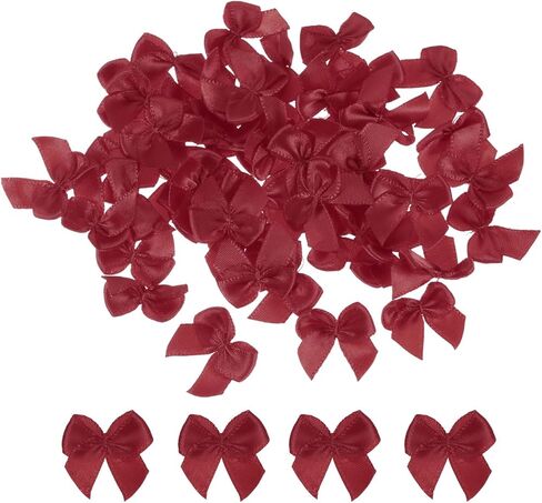MECCANIXITY 80Pcs Mini Ribbon Bow 1" Mini Fabric Satin Ribbon Flower Bows for Craft DIY Wedding Birthday Party Green in Saudi Arabia