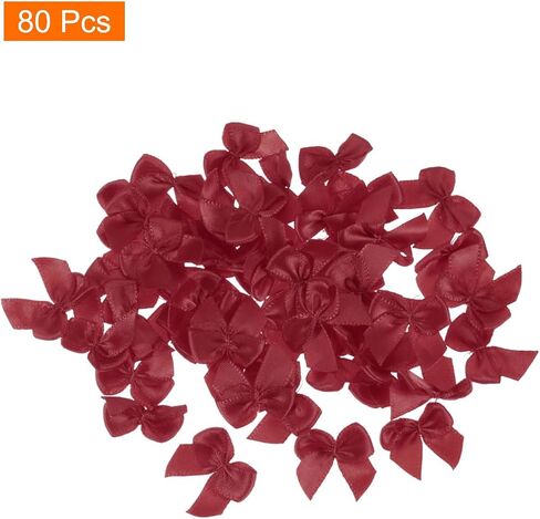 MECCANIXITY 80Pcs Mini Ribbon Bow 1" Mini Fabric Satin Ribbon Flower Bows for Craft DIY Wedding Birthday Party Green in Saudi Arabia