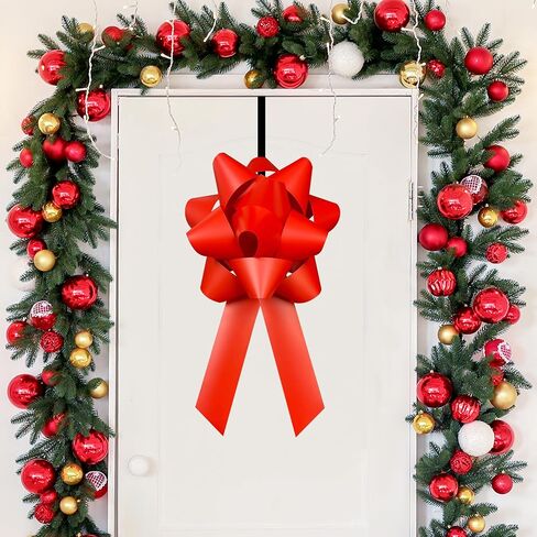 Large 3D Universal Celebration Bow - 18" x 34", Waterproof Vinyl, Suction Cup & Door Hook for Cars, Doors, and Events (Red) in Saudi Arabia