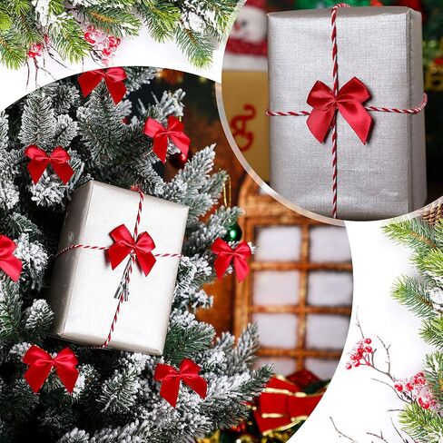 100 Pieces Christmas Red Satin Twist Tie Bows Small Bows Ribbon Bows Decorating Ribbon Bows for Craft Favor Supply Appliques DIY Craft Sewing Scrapbooking Wedding in Saudi Arabia