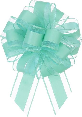 MECCANIXITY 10pcs 8 Inch Large Big Pull Bow Organza Gift Wrapping Bows Ribbon for Wedding Car Baskets Presents Christmas Bow, White in Saudi Arabia