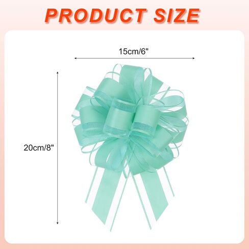 MECCANIXITY 10pcs 8 Inch Large Big Pull Bow Organza Gift Wrapping Bows Ribbon for Wedding Car Baskets Presents Christmas Bow, White in Saudi Arabia