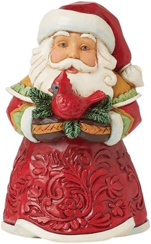 Enesco Jim Shore Heartwood Creek Santa Holding a Cardinal Miniature Figurine- Stone Resin Hand Painted Crafted Collectible Mini Figurines Christmas Home Decor Statue, 3.54 Inch in Saudi Arabia