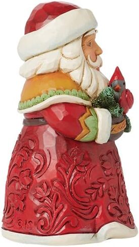 Enesco Jim Shore Heartwood Creek Santa Holding a Cardinal Miniature Figurine- Stone Resin Hand Painted Crafted Collectible Mini Figurines Christmas Home Decor Statue, 3.54 Inch in Saudi Arabia