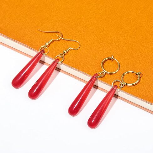 SONGCHANGJEWELRY Anime Frieren Teardrop Earrings Red Long Drop Dangle Earrings Women Costume Jewelry Merch for Frieren Cosplay in Kuwait