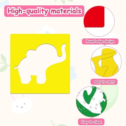24 Piece Stencils for Kids Animal Stencils for Painting Sidewalk Chalk Stencil Outdoor Stencil Animal Style Collection-5in in Kuwait