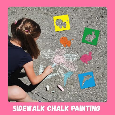 24 Piece Stencils for Kids Animal Stencils for Painting Sidewalk Chalk Stencil Outdoor Stencil Animal Style Collection-5in in Kuwait