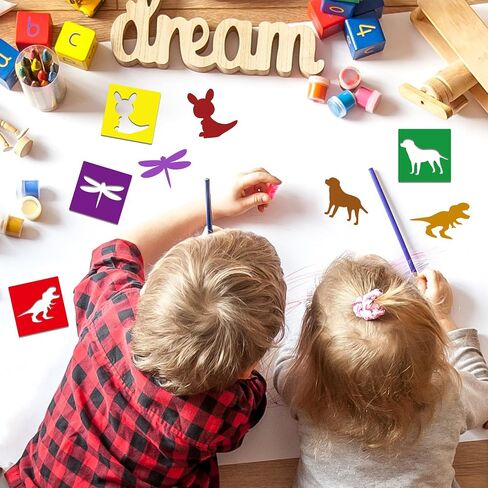 24 Piece Stencils for Kids Animal Stencils for Painting Sidewalk Chalk Stencil Outdoor Stencil Animal Style Collection-5in in Kuwait