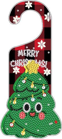 الماس اللوحة عيد الميلاد باب علامة قلادة مجموعات لتزيين الباب، عيد الميلاد الغزلان 5D كريستال أحجار الراين الماس الفن شنقا الباب حسب عدد مجموعات شنقا ديكور المنزل هدية in Kuwait