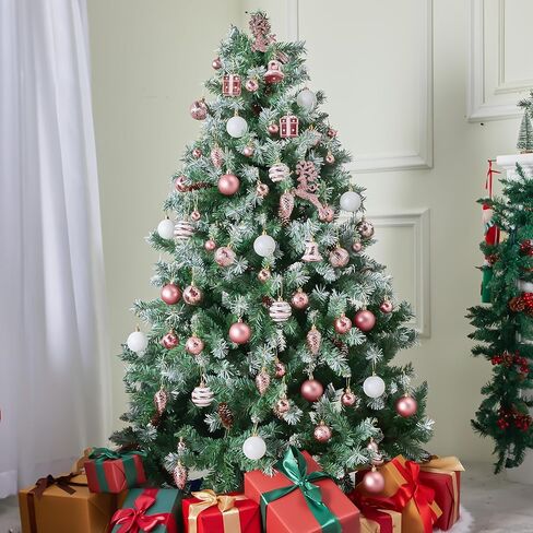 66 قطعة من زخارف عيد الميلاد المتنوعة من جويدومي، زينة عيد الميلاد مقاومة للكسر للعطلات، وتزيين الحفلات، وزخارف الأشجار، والمناسبات، وعيد الميلاد (وردي) in Kuwait