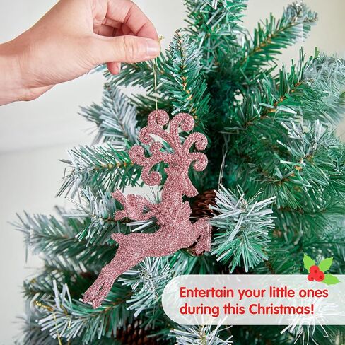 66 قطعة من زخارف عيد الميلاد المتنوعة من جويدومي، زينة عيد الميلاد مقاومة للكسر للعطلات، وتزيين الحفلات، وزخارف الأشجار، والمناسبات، وعيد الميلاد (وردي) in Kuwait