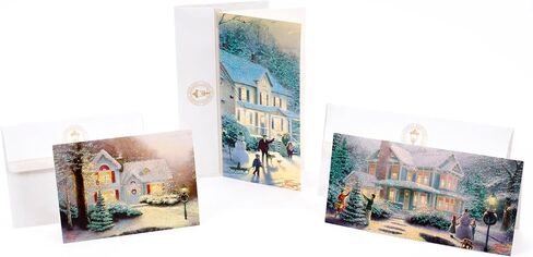 Hallmark Thomas Kinkade Boxed Christmas Cards Assortment, Snowy Houses (40 Cards with Envelopes and Foil Seals) (1XPX1761) in Saudi Arabia