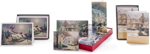 Hallmark Thomas Kinkade Boxed Christmas Cards Assortment, Snowy Houses (40 Cards with Envelopes and Foil Seals) (1XPX1761) in Saudi Arabia