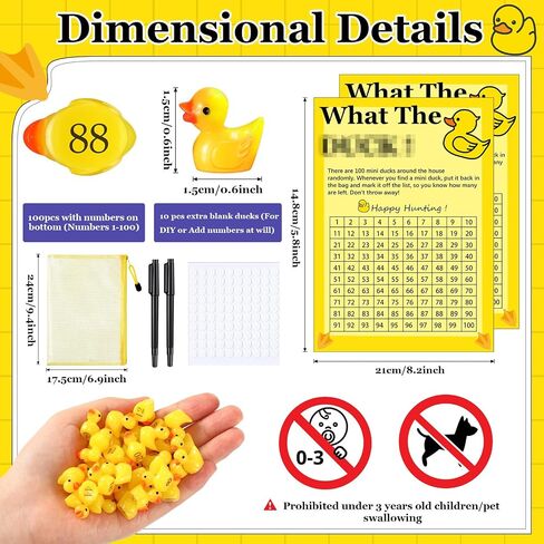 110 Pcs Number Mini Resin Ducks Hunting Games Hiding Tiny Ducks Funning Hunting Games Hide Around House Cruise Classroom and Office(Multicolor) in Saudi Arabia