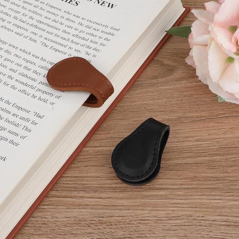 Prasacco 2 Pcs Magnetic Leather Bookmarks, Vintage Bookmarks for Reading Leather Magnetic Bookmark Book Mark Clip Page Markers Book Accessories for Book Lovers Readers Women Kids (Black+Brown) in Saudi Arabia
