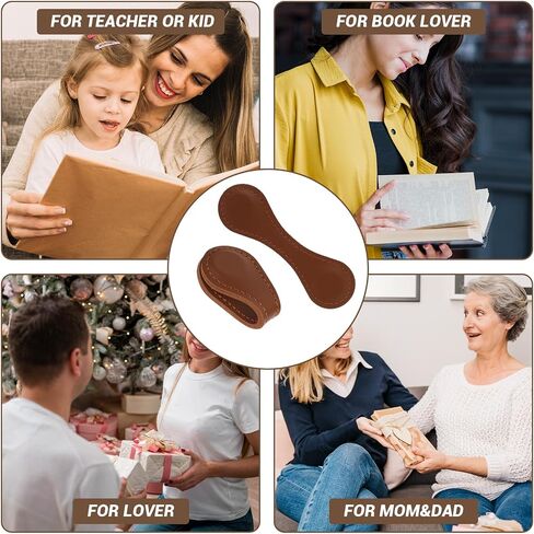 Prasacco 2 Pcs Magnetic Leather Bookmarks, Vintage Bookmarks for Reading Leather Magnetic Bookmark Book Mark Clip Page Markers Book Accessories for Book Lovers Readers Women Kids (Black+Brown) in Saudi Arabia