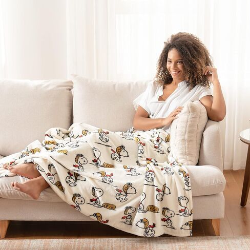 Berkshire Blanket Peanuts® VelvetLoft® Cute Character Snoopy Plush Throw Blanket,The Flying Ace,Throw 55 in x 70 in (Official Peanuts® Product) in Saudi Arabia