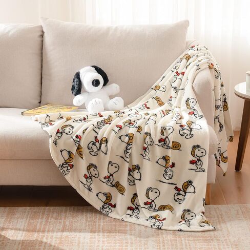 Berkshire Blanket Peanuts® VelvetLoft® Cute Character Snoopy Plush Throw Blanket,The Flying Ace,Throw 55 in x 70 in (Official Peanuts® Product) in Saudi Arabia