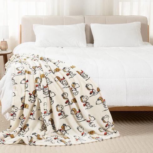Berkshire Blanket Peanuts® VelvetLoft® Cute Character Snoopy Plush Throw Blanket,The Flying Ace,Throw 55 in x 70 in (Official Peanuts® Product) in Saudi Arabia