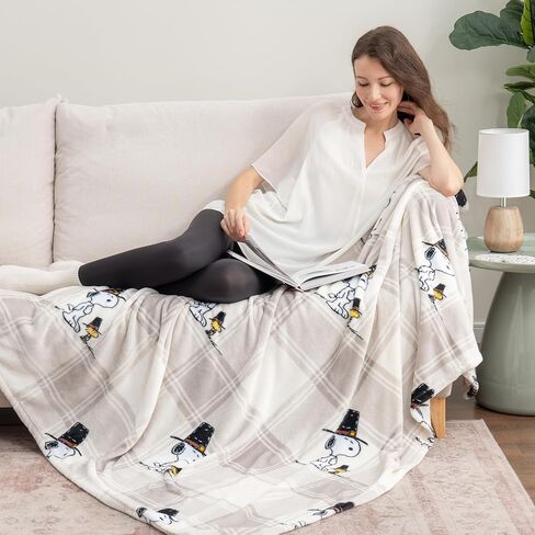 Berkshire Blanket Peanuts® VelvetLoft® Cute Character Snoopy Plush Throw Blanket,The Flying Ace,Throw 55 in x 70 in (Official Peanuts® Product) in Kuwait