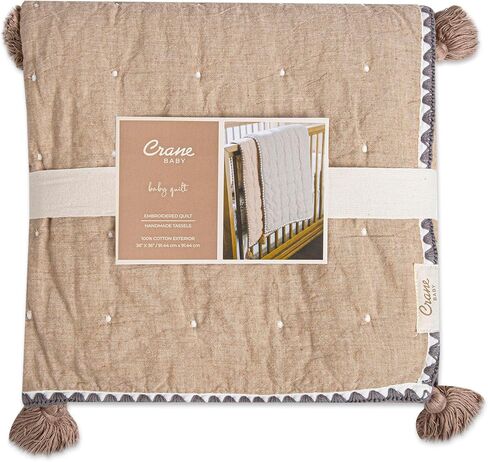 Crane Baby White and Black Stitched Stripe Blanket, Soft Cotton Nursery and Stroller Blanket, 100% Cotton, 36" x 36" in Saudi Arabia