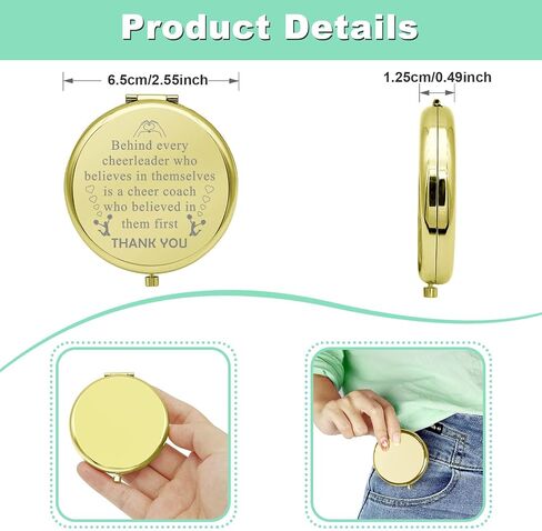2 PCS Cheer Coach Gift Appreciation Gift Compact Makeup Mirror for Cheerleading Coach Thank You Cheer Coach Gift from Cheerleader Folding Makeup Mirror Birthday Christmas Thanksgiving Gift in Saudi Arabia