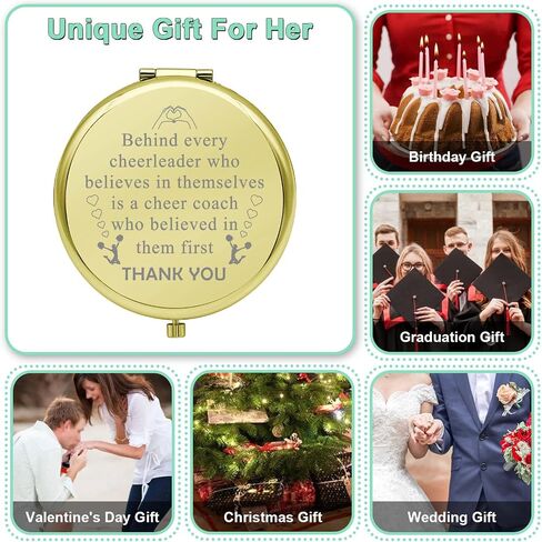 2 PCS Cheer Coach Gift Appreciation Gift Compact Makeup Mirror for Cheerleading Coach Thank You Cheer Coach Gift from Cheerleader Folding Makeup Mirror Birthday Christmas Thanksgiving Gift in Saudi Arabia