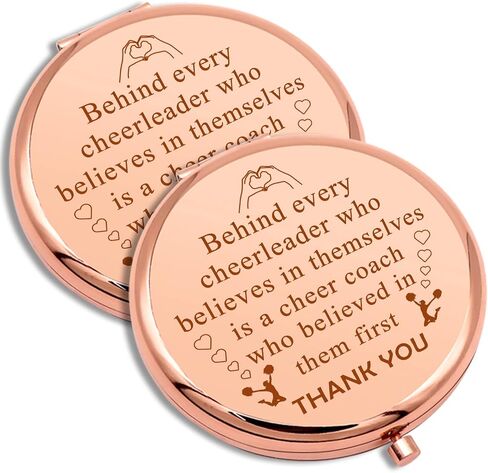 2 PCS Cheer Coach Gift Appreciation Gift Compact Makeup Mirror for Cheerleading Coach Thank You Cheer Coach Gift from Cheerleader Folding Makeup Mirror Birthday Christmas Thanksgiving Gift in Saudi Arabia