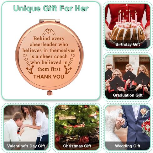 2 PCS Cheer Coach Gift Appreciation Gift Compact Makeup Mirror for Cheerleading Coach Thank You Cheer Coach Gift from Cheerleader Folding Makeup Mirror Birthday Christmas Thanksgiving Gift in Saudi Arabia