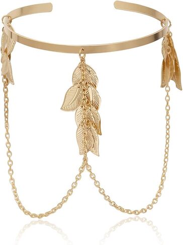 Asphire سوار الذراع العلوي الذراع الكفة سلسلة ريشة شرابة الذراع قابل للتعديل ورقة العنقودية شارة الحد الأدنى الإسورة للنساء (الذهب) in Kuwait