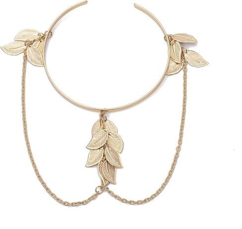 Asphire سوار الذراع العلوي الذراع الكفة سلسلة ريشة شرابة الذراع قابل للتعديل ورقة العنقودية شارة الحد الأدنى الإسورة للنساء (الذهب) in Kuwait