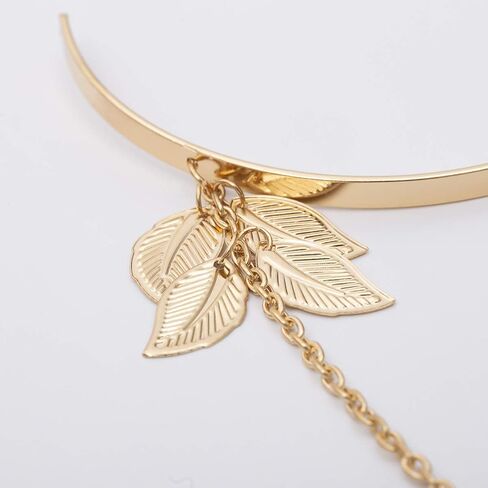 Asphire سوار الذراع العلوي الذراع الكفة سلسلة ريشة شرابة الذراع قابل للتعديل ورقة العنقودية شارة الحد الأدنى الإسورة للنساء (الذهب) in Kuwait