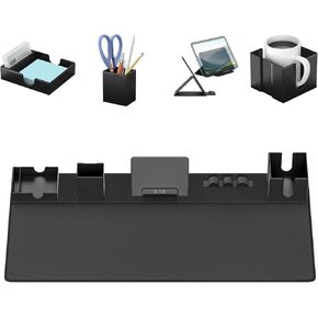 KDD Mouse Pad and Organizer Set - 6 in 1 Desk Mat Storage Accessory with Velcro DIY Feature, Desktop Accessories for Tablet Stand/Cup Holder/Card Holder/Pen Holder/Cable Management for Office and Home