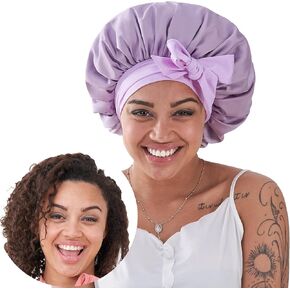 Silk Satin Bonnet for Sleeping Hair: Sleep Night Wrap for Wavy Curly Natural Hair Women Men