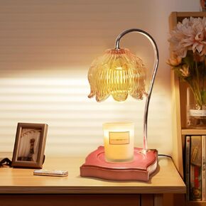 Candle Warmer Lamp Dimmable Wax Melt Warming Lamp with Timer Scented Wax Candle in Jar During Bathing & Yoga & Meditation with 2 Bulbs Home Decor Gift for Female (Imitation Copper Cover)