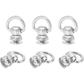 uxcell 6Pcs Brass Rivets Stud Screw, 11.5mm Solid Brass D Ring Ball Studs Rivets 360 Rotatable Purse Ball Stud Screw for Purse Belt Handbag, Gold