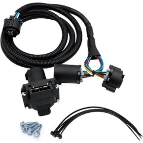 7 Pin Trailer Wiring Harness Extension 56070，with Connectors for Vehicle-Side Truck Bed, 7-Foot 7 Way Trailer Wiring Harness Kit for Silverado 1500 2500 Dodge Ram Ford GMC Nissan Toyota Chevrolet
