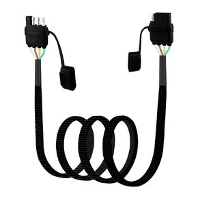 16 AWG 4FT 4-Pin Flat Trailer Wiring Harness with 4 Way to 4 Way Male and Female Connector 16 Gauge 4 to 4 Trailer Extension Wire with Dust Cover for Trailer and Vehicle, Black, 4-16G-4FT