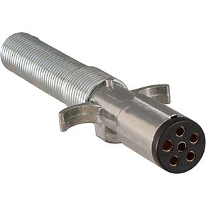 Buyers Products TC2061 6-Way Die-Cast Metal Trailer Connector, Trailer Side Connector, 6 Round Pin Style, Spring Style Cable Guard, Truck & Trailer Accessories