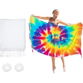 Turkish Beach Towels for Tie-dye Oversized White Beach Towel for tie dye Party 71x39 Lightweight Beach Blanke for Bath Towel Travel Towels with tie dye Thread (1) (4PCS)
