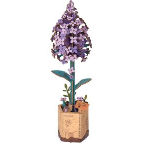 rowood 3D Puzzle Artifical Flower,Wood Flower Craft for Women,DIY Flower Building Toy Set,Mother's Day/Valentine's Day/Teacher's Day/Thanksgiving Day/Christmas/Birthday Gift -Lilac