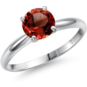 Gem Stone King PT950 Platinum 950 6.5MM Round Gemstone Birthstone Solitaire Engagement Ring | Wedding Engagement Anniversary Promise Ring For Women | Available In Size 5, 6, 7, 8, 9