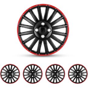 Hubcaps 14'', Wheel Rim Cover Universal R14 Hub Caps, Snap On Car Pickup Truck SUV, Wheel Covers, ABS Material, Set of 4, 14-Inch, Matte Black Painted