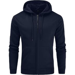 Gesean Men's Zip Up Fleece Hoodie Casual Drawstring Hooded Sweatshirt with Kanga Pocket